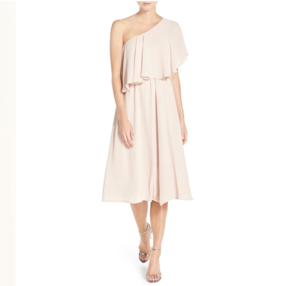 Blush pink One-Shoulder Paper Crown Dress